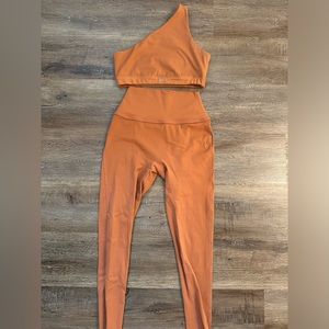 Set active orange one shoulder SET (top and bottom- both size small)